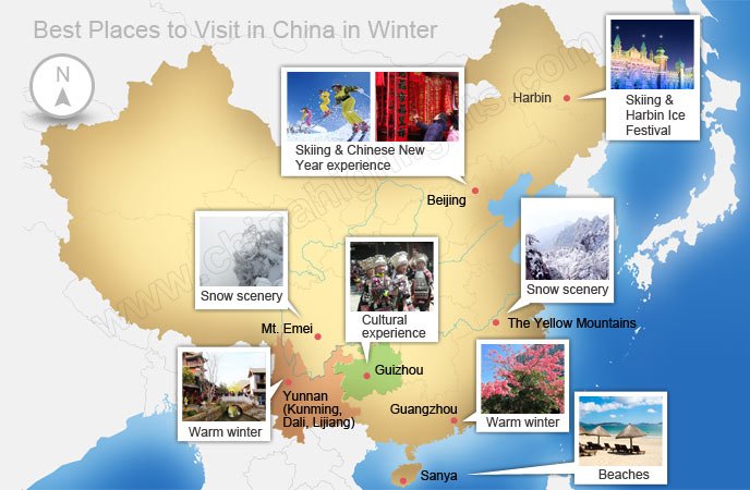 mappa d'inverno della Cina