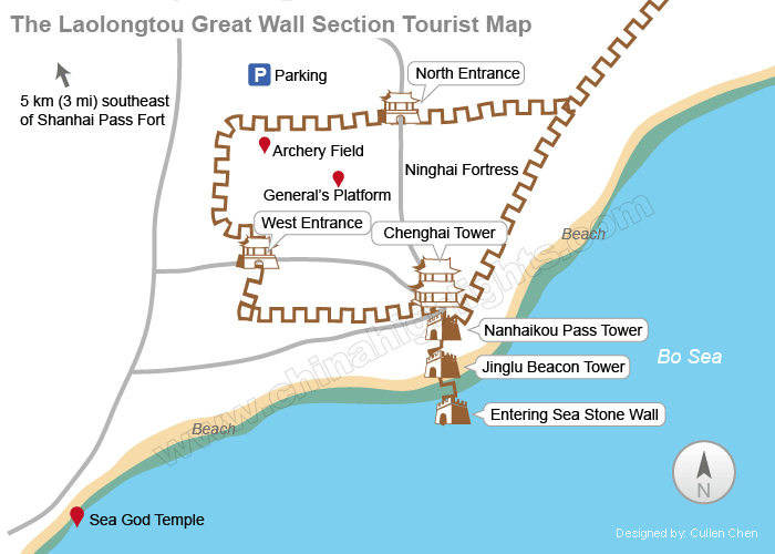 Laolongtou Great Walll Section Map
