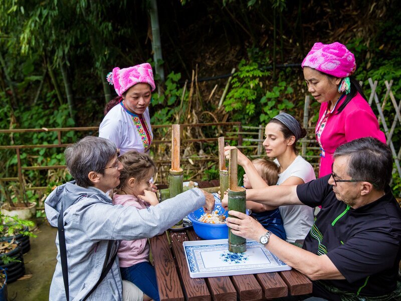 Preparazione del riso di bambù